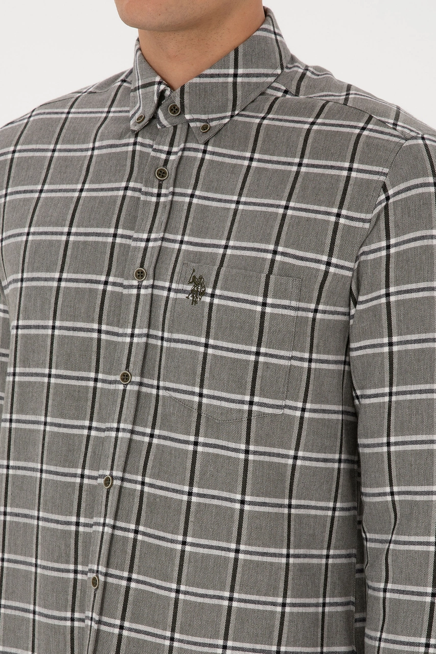 U.s. Polo Assn. Erkek Koyu Yeşil Gömlek Desenli 50308563-vr079 Koyu Yesıl