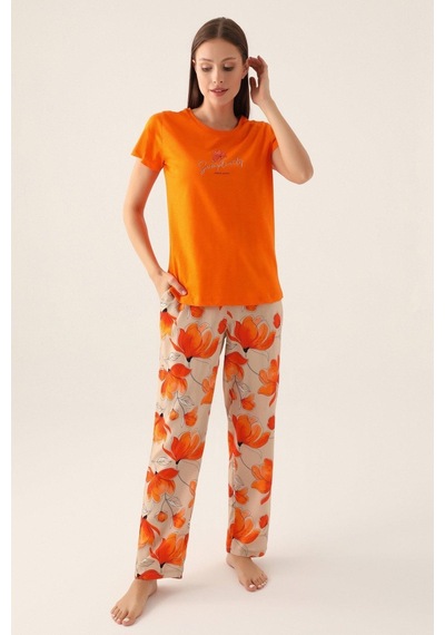 Pierre Cardin P.cardın Kadın Turuncu Kısa Kol Pijama Takımı 8813 001