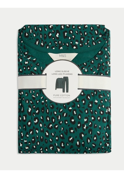 Marks & Spencer %100 Pamuklu Baskılı Pijama Takımı T37004621F Yeşil