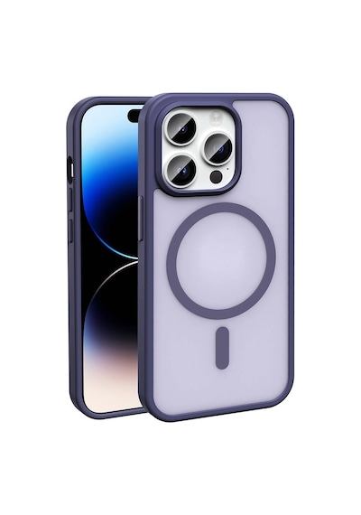 Rba Aksesuar Apple Uyumlu iPhone 14 Pro Max Kılıf M-safe Şarj Özellikli Mat Arka Yüzey Rba Sio Kapak - Koyu Mor mor