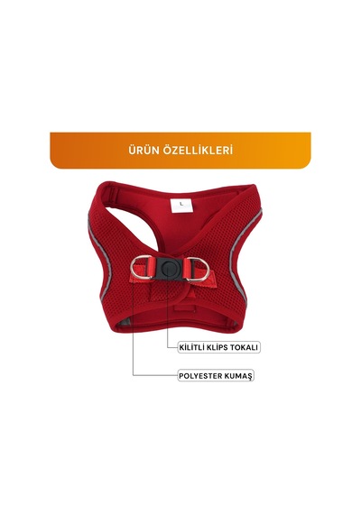 Köpek Ve Kedi Göğüs Tasması L Nefes Alabilen File Kumaş Ayarlanabilir Yelek Tasarım Yansıtıcı Şeritli Genel