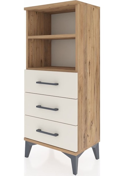 Arges Komodin 2 Raflı 3 Çekmeceli 44x30x106 Çam-aytaşı Çam