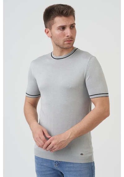 White Stone Seattle 16024 Slim Fit Sıfır Yaka T-shirt Gri - Gri