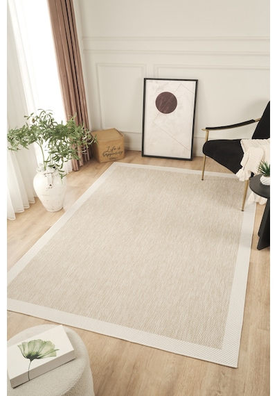 Sisalux 3085 Bej Krem Sisal Dokuma Jüt Kilim Hav Toz Vermez Halı Salon Mutfak Oturma Odası Halısı Bej - Krem