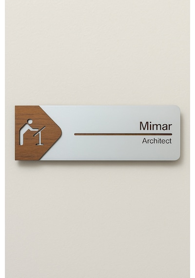 Mimar Ofis Oda Kapı İsimliği Yönlendirme Tabelası Levhası Kişiselleştirilebilir