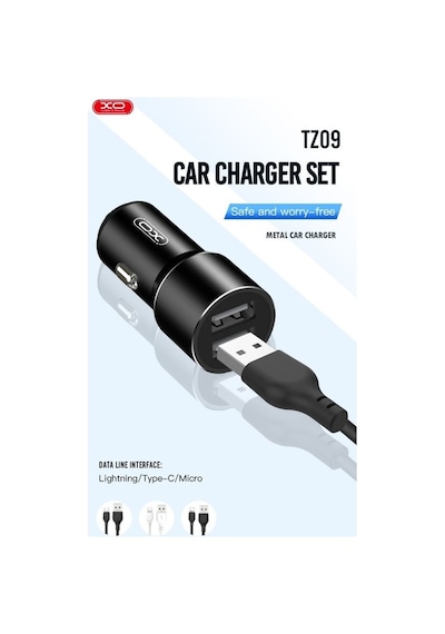 Çift Usb-a Çıkışlı Metal Araç Şarj Cihazı Ve Adaptör Cc30