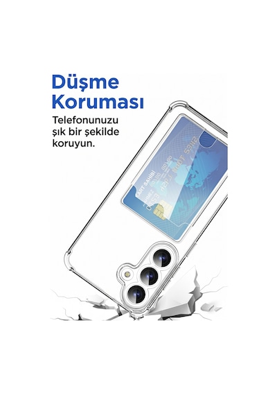 Samsung Uyumlu A06 Şeffaf Kartlıklı Telefon Kılıfı Darbe Emici Köşe Korumalı