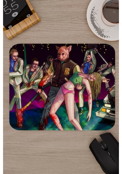 Hotline Miami Kaymaz Dikişli Kauçuk Oyuncu Mousepad V5 - 22x18 Gaming Mouse Pad Fare Altlığı