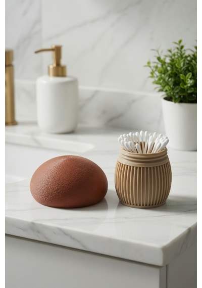 Mantar Tasarımlı Kürdanlık Kapaklı Banyo Organizer Pamuk Kulak Çubuğu Saklama Kutusu 7 X 8