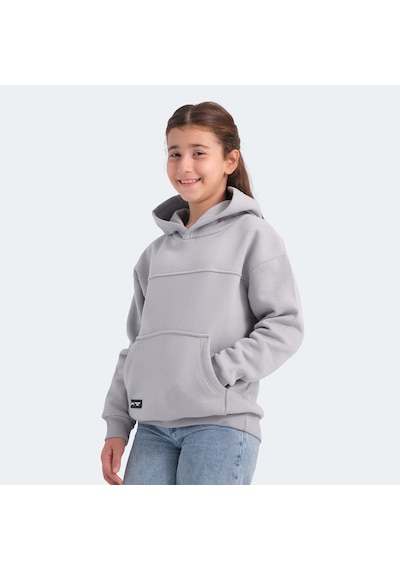 Slazenger LENE Çocuk Kapüşonlu Cepli Taş Gri Sweatshirt