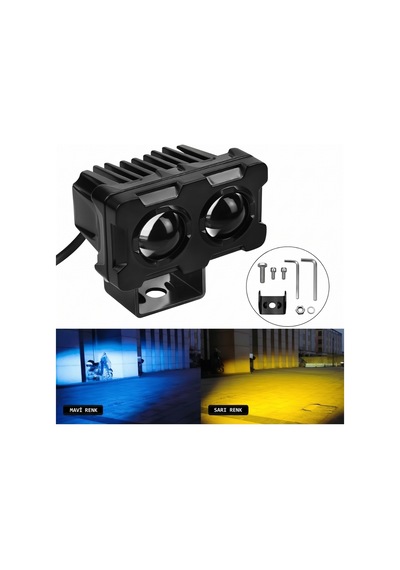 Robot Sis Farı Çift Renk Buz Mavi -beyaz Araç Motosiklet Off Road Led Lamba 50w Metal 1 Adet