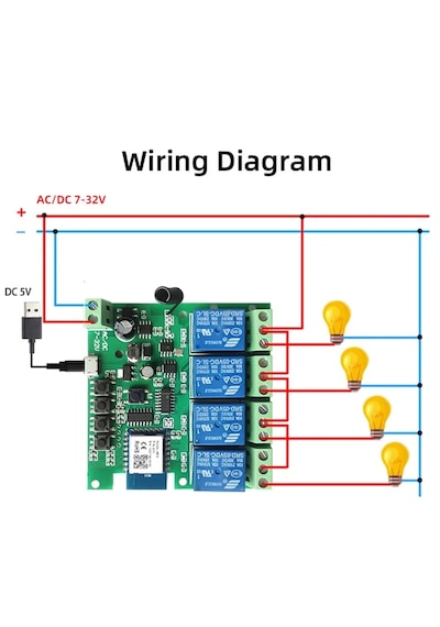 Tuya Destekli Akıllı Wifi+rf Modlu 4 Kanal Işık Anahtar Röle