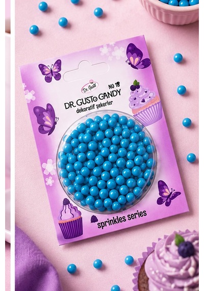 Dr. Gusto 4 Mm Candy Mavi Boncuk Pasta Süsleme Şekeri