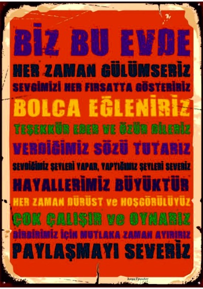 Biz Bu Evde Yazılı Ahşap Mdf Tablo Duvar Dekoru Eskitme Dekoratif Tablo Ev Hediyelik