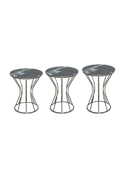 Brc Kum Saati Zigon Siyah Mermer Model Metal Çelik Platin Renk Kaplama El Yapım