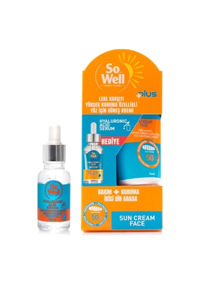 So Well Plus Leke Karşıtı Güneş Kremi SPF50+ 75 ML + Hyaluronic Acid Serum 30 ML