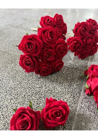 Rüzgar Yapay Çiçekçilik 7 Li Kırmızı Gül Demeti Kırmızı