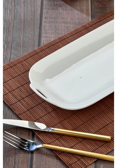 Porselen Dikdörtgen Sunum Ve Servis Tabağı 36,5x16x4 Cm Şık Kahvaltı Ve Meze Beyaz - 757315926 Beyaz