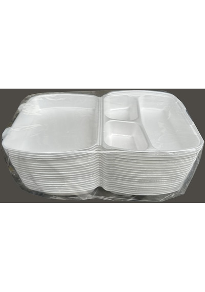 Dağyüce 23/a Tek Kullanımlık Köpük 3 Bölmeli Kapaklı Kase Kutu - 20x24 Cm. - 10 Adetlik 1 Paket