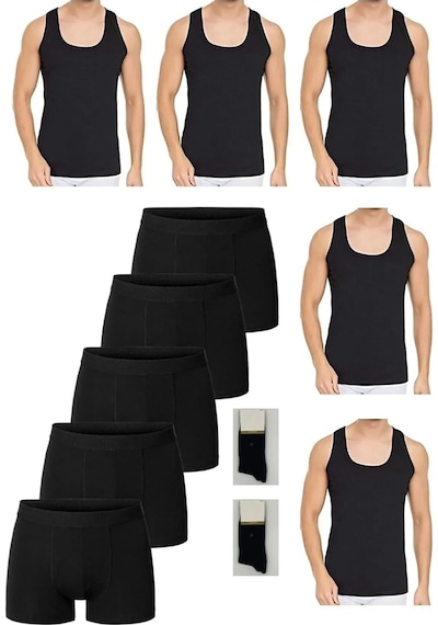 Erkek Pamuklu Erkek Atlet-boxer Takım 2 Çift Çorap