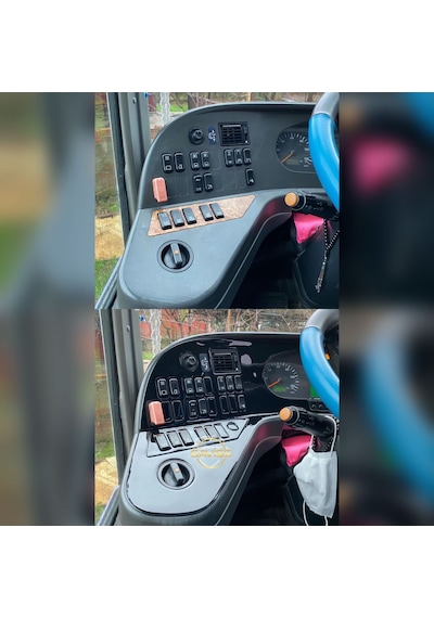 Mercedes Travego Full Set Parlak Siyah Torpido Maun Kaplama,Konsol Kaplama (Parlak Siyah)