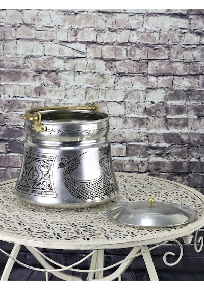Şahmaran Işlemeli Eskitme Yoğurt Bakır Bakraç 3 L Bakır