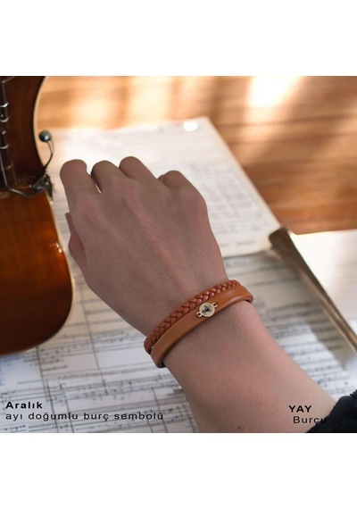 Archin Yay Burçlarına 14 Ayar Altın Plakalı Yuvarlak Motifli Kahverengi Derili Hediye Bileklik-401burç Yay Archin Yay Burçlarına 14 Ayar Altın Plakalı Yuvarlak Motifli Kahverengi Derili Hediye Bileklik-401burç Yay