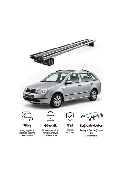 Pençe Skoda Fabia Sw 2000-2007 Uyumlu Gri Ara Atkı 109cm Port Bagaj Tavan Barı