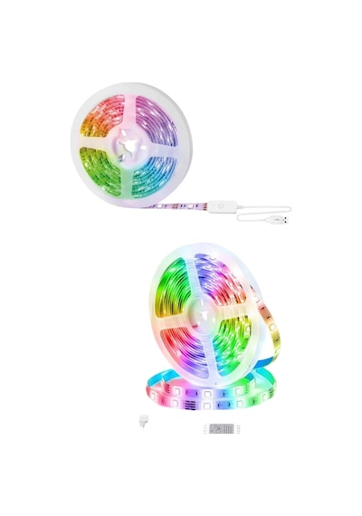 10m Şerit Led İç Mekan Renkli Rgb Şerit Led Kumandalı Çok Renkli