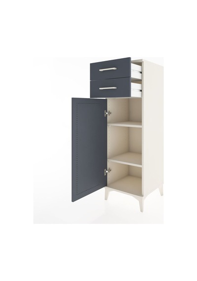 Hyperion Dolap 2 Raflı 2 Çekmeceli Tek Kapaklı 44x44x134 Aytaşı-antrasit Aytası