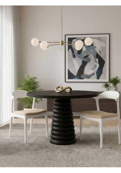 Spirra Yuvarlak Ahşap Yemek Masası 120x120 Siyah