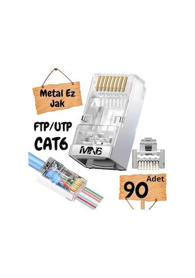 M117xf Cat6 Jack/90adet-metal Ez/yeni Nesil Rj45 Cat6-8p/8c Açık Uçlu/cat6 Konnektör Cat6 Meta Standart