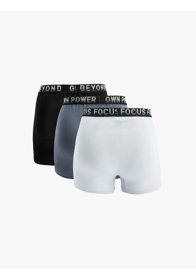 Koton Pamuklu Baskılı Bel Detaylı 3'lü Boxer Seti Siyah 6slm90035mk