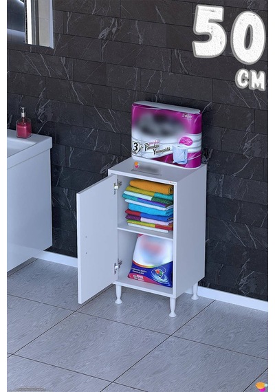 Söke 50 Cm Çok Amaçlı Kapaklı 1 Raflı 2 Bölmeli Komidin Dolap 50 Cm