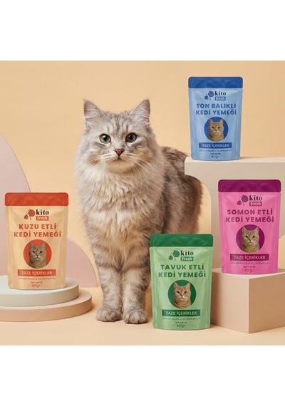 2As Kito Fresh Kuzu Etli Kedi Yemeği%100 Taze İçerikli 80 G 12 Gri