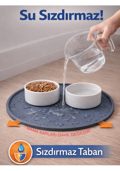 Beylini Kedi Köpek Mama Kabı Altlığı Kaymaz Su Geçirmez Beslenme Paspası Kolay Temizlenir Mama Su Altlığı