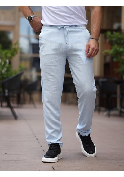 Keten Jogger Pantolon Açık Mavi