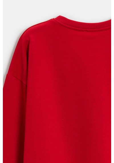 Sââde Kadın Oversize Bisiklet Yaka Basic Casual Sweatshirt Kırmızı