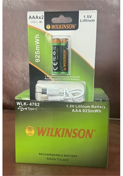 Şarjlı İnce Pil 1.5v Aaa Şarj Edilebilir Lityum Pil 925mwh Usb-c Girişli, 2 Li Paket Şarj Kablolu