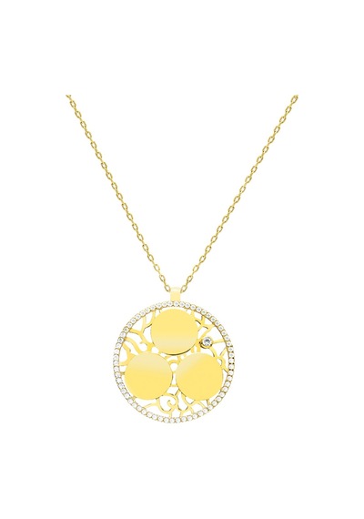 Tesbihane Zirkon Taşlı Gold Renk Kişiye Özel Üç İsim/harf Yazılı 925 Ayar Gümüş Kadın Kolye