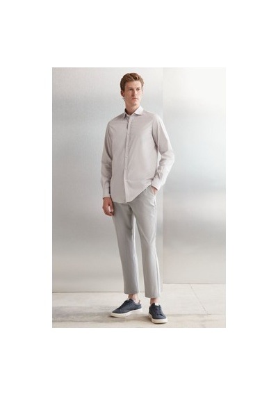 5in1Canpolat Açık Gri Slim Fit Erkek Gömlek: %100 Pamuklu Rahat Tasarım 750
