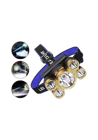 Rc-51 Şarjlı 5 Led 5x T6 Cree Led 36000 Lümen Profosyonel Kafa Feneri Lambası 4 Modlu Bisiklet Diğer