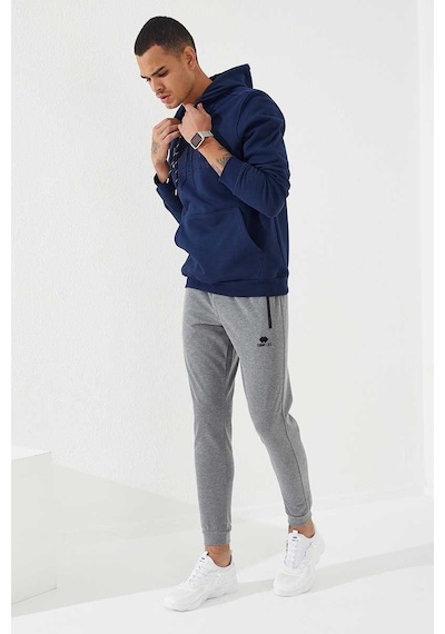 Tommy Life İndigo Nakışlı Kanguru Cep Standart Kalıp Kapüşonlu Erkek Sweatshirt - 87839 Indıgo