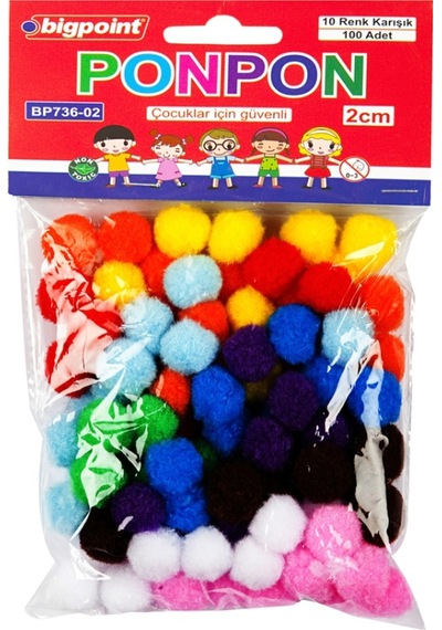 Bigpoint Renkli Ponpon 2 Cm 10 Renk - 100'Lü Poşet