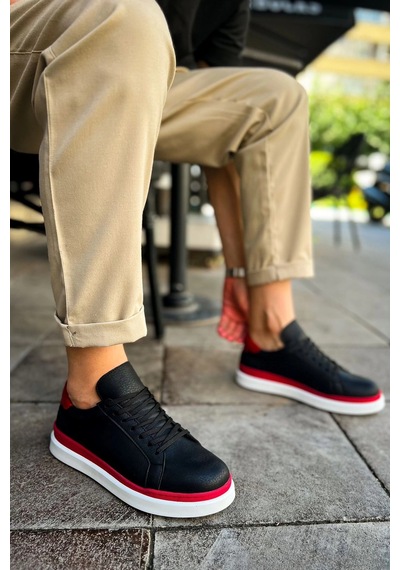 Chekich Ch979 - Santoni Gbt Spor Erkek Ayakkabı Sıyah/kırmızı Sıyah-kırmızı