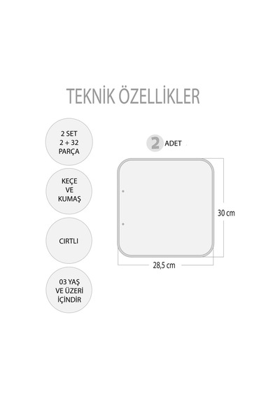 2 Set - 30 Parça Oturma Odası Ve Mutfak Keçe Cırtlı Aktivite Sayfası - Çocuk Etkinlik , Eğitici Oyun