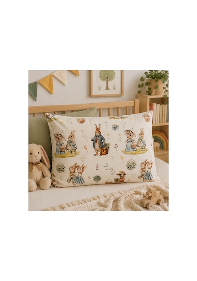 Çocuk Yastık Kılıfı Tek Kişilik Desenli 50 X 70 Cm 1 Adet Peter Rabbit