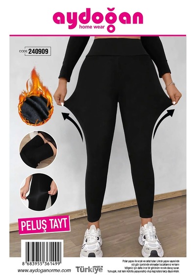 Aydoğan Kadın Termal Tayt Kışlık İçi Peluş İçlik Siyah