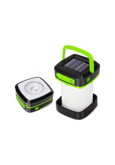 Güneş Enerjili Akordiyon Kamp Lambası Ve Powerbank Açık Ahşap