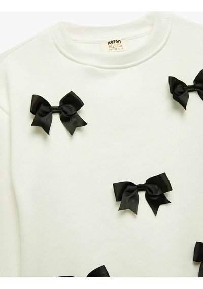 Koton Fiyonklu Ekru Kız Çocuk Sweatshirt 6wkg10088ak Ekru